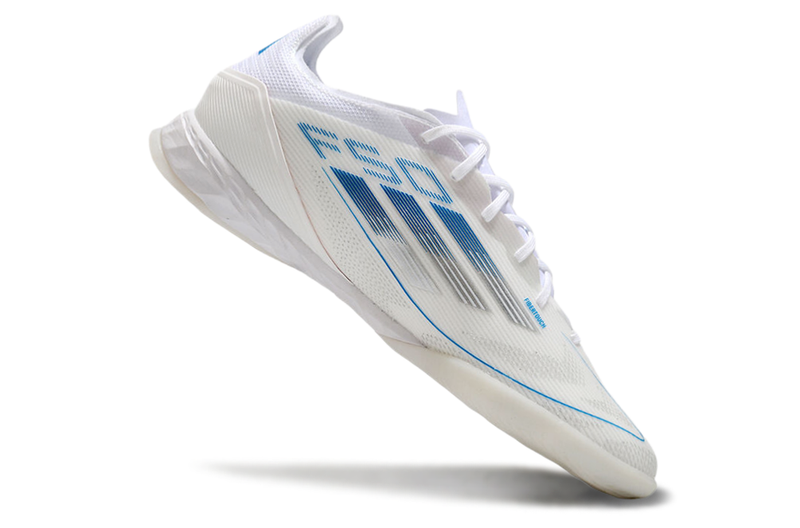 Chuteira Futsal Adidas F50 IC Branca e Azul "Polar Victory"
