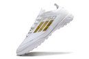 Chuteira Society Adidas F50 TF Branca e Dourado "Day Spark Pack"