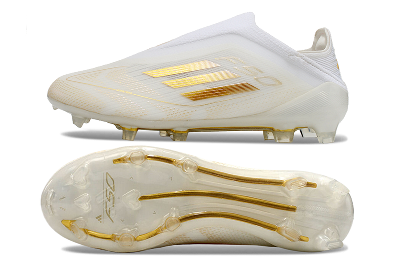 Chuteira Campo Adidas F50 LL FG Branca e Dourada "Day Spark"