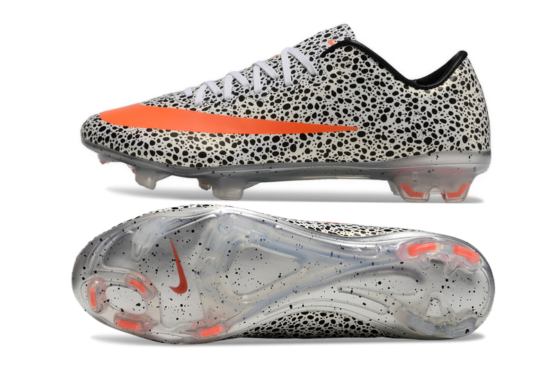 Chuteira Campo Nike Retrõ Mercurial Vapor 10 FG Branca, Preta e Laranja