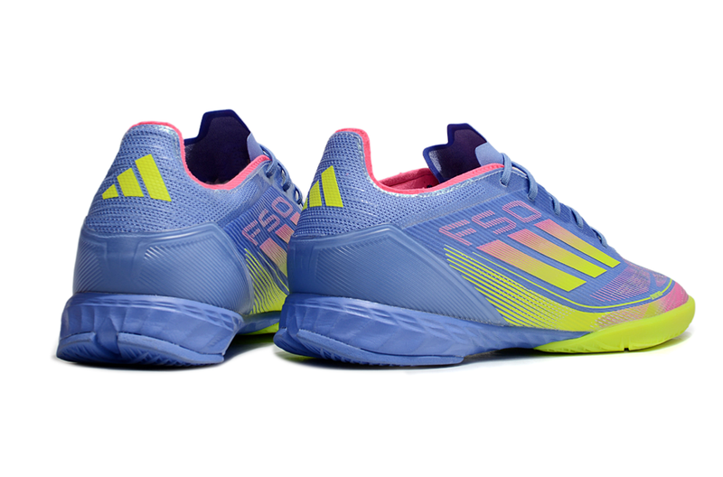 Chuteira Futsal Adidas F50 IC Azul, Verde e Rosa "Celestial Victory"