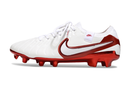 Chuteira Campo Nike Tiempo Legend 10 Elite FG Branca e Vermelha "Chromatic"