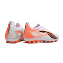 Chuteira Society Puma Ultra 5 Ultimate MG Branca e Laranja