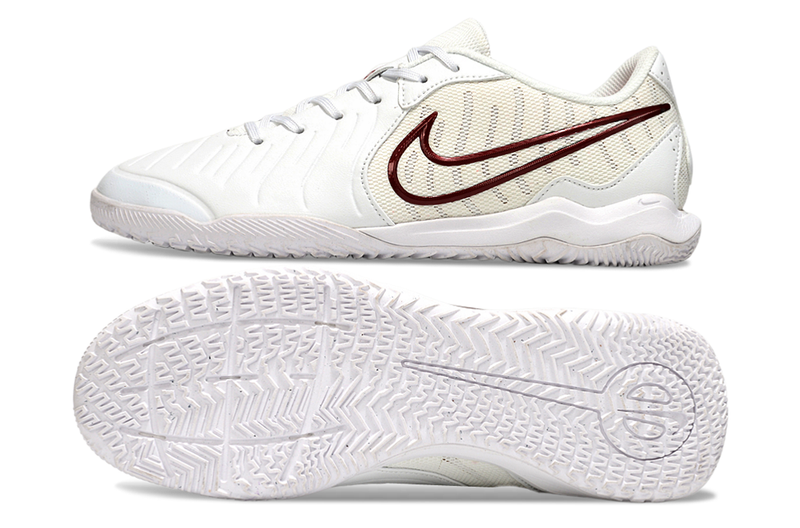 Chuteira Futsal Nike Tiempo Legend 10 Academy IC Branca e Vermelho "Chromatic"