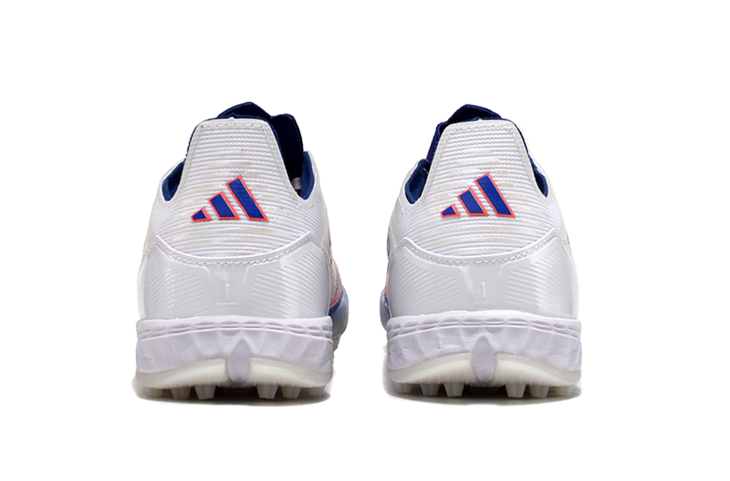 Chuteira Infantil Society Adidas F50 TF Branca, Azul e Vermelha "Advancement Pack"