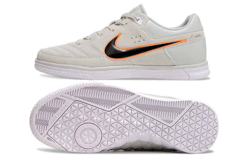 Chuteira Futsal Nike 5 StreetGato IC Branco, Preto e Laranja
