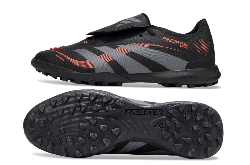 Chuteira Society Adidas Predator League Elite TF Preto e Vermelho "Stealth Victory"