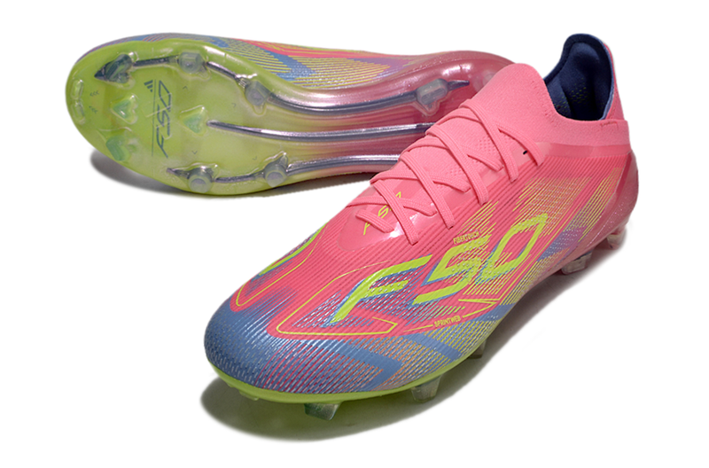 Chuteira Campo Adidas F50 FG Rosa, Verde e Azul