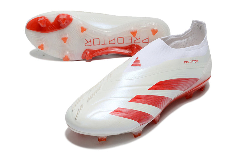 Chuteira Campo Adidas Predator LL Elite FG Branca e Vermelha