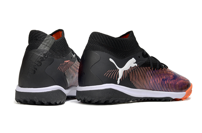 Chuteira Society Puma Future 8 TF Preto, Vermelho e Roxo "UNLIMITED Pack"
