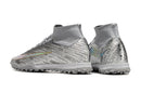 Chuteira Infantil Society Nike Air Zoom Mercurial Superfly 9 Elite TF Prata "Anniversary 25 Years Pack"