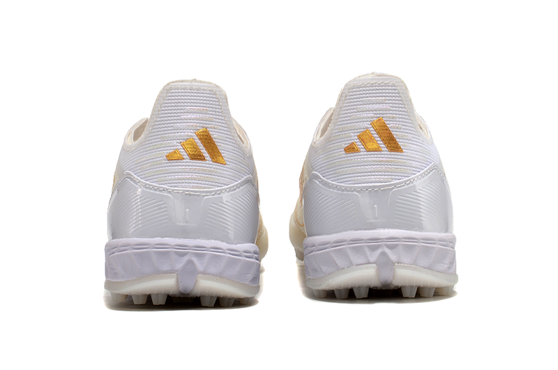 Chuteira Infantil Society Adidas F50 TF Branca e Dourada "Day Spark Pack"