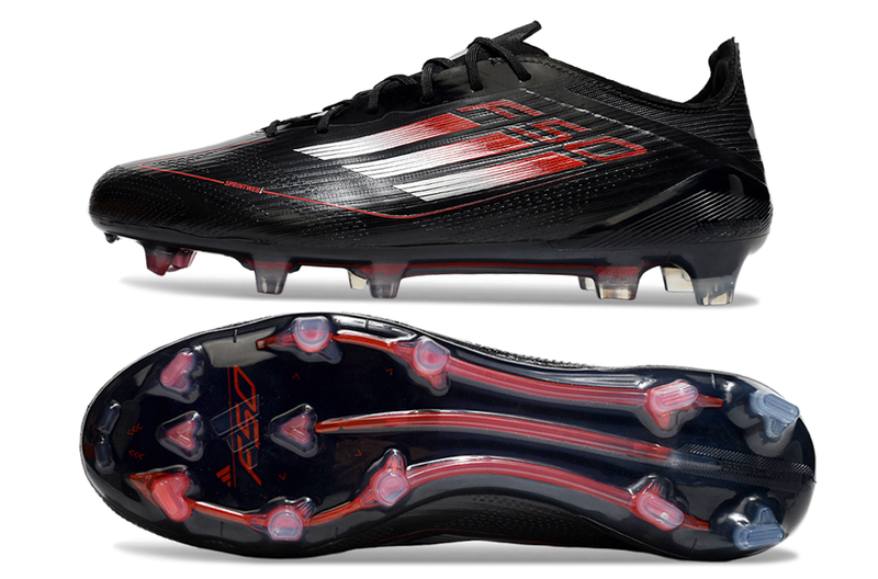 Chuteira Campo Adidas F50 FG Preta e Vermelha