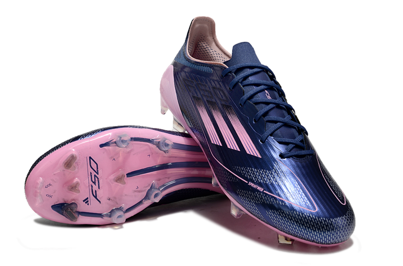 Chuteira Campo Adidas F50 FG Azul e Rosa