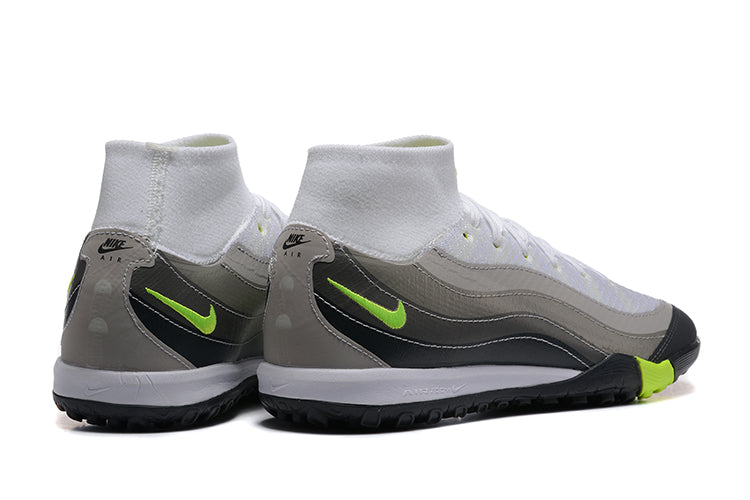 Chuteira Society Nike Air Zoom Mercurial Superfly 10 Elite TF Branco, Cinza e Verde