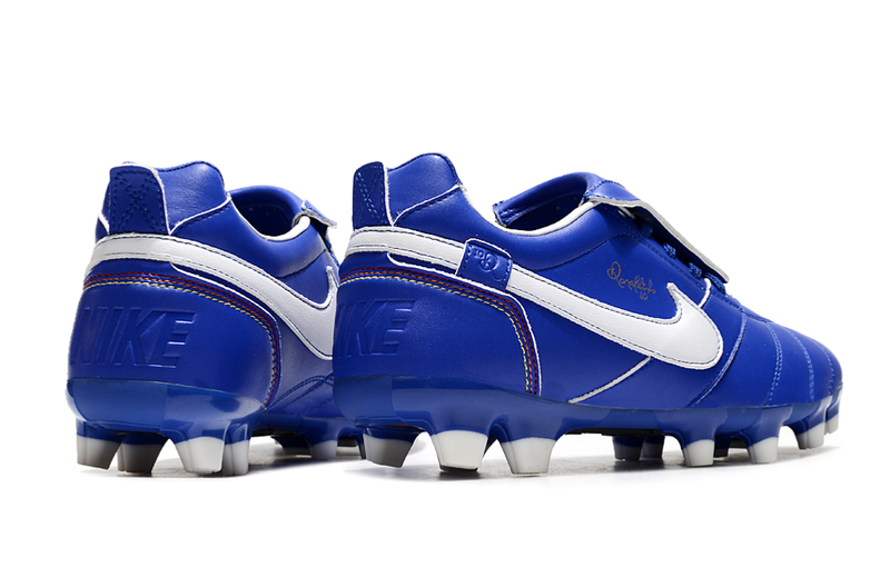 Chuteira Campo Nike Retrô Tiempo Legend R10 Elite Azul e Branca