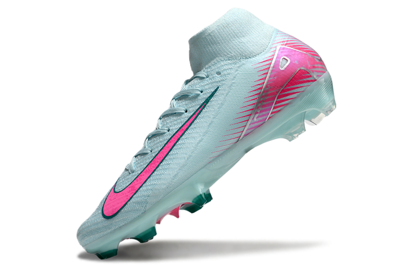 Chuteira Campo Nike Air Zoom Mercurial Superfly 10 Elite FG Verde e Rosa