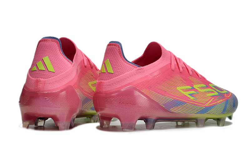 Chuteira Campo Adidas F50 FG Rosa, Verde e Azul