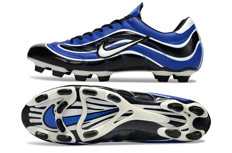 Chuteira Campo Nike Mercurial Vapor 1998 FG Preto, Azul e Branco