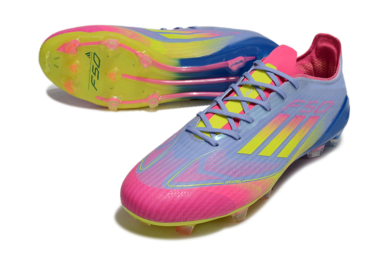 Chuteira Campo Adidas F50 FG Azul e Rosa "Celestial Victory"