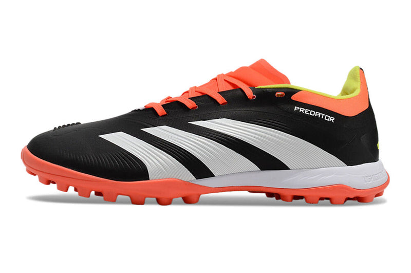 Chuteira Infantil Society Adidas Predator Elite TF Preta, Laranja e Branco "Solar Energy"