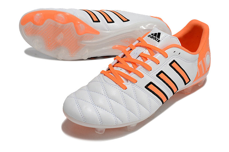 Chuteira Campo Adidas AdiPure 11 Pro FG Branca e Laranja