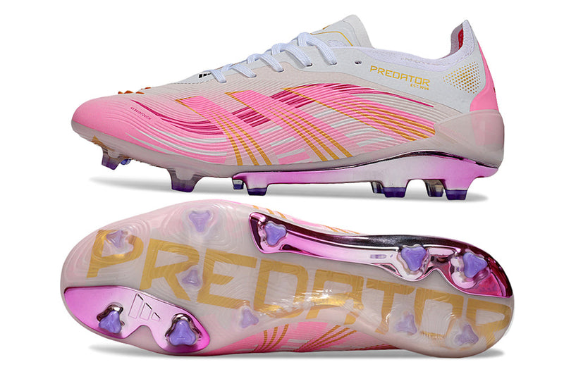 Chuteira Campo Adidas Predator Elite FG Branco e Rosa