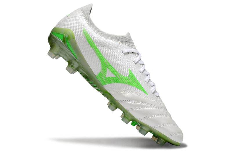 Chuteira Campo Mizuno Morelia Neo 4 Beta FG Branca e Verde