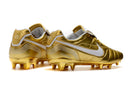 Chuteira Campo Nike Retrô Tiempo Legend 7 Elite FG Dourado e Branco R10