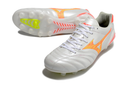 Chuteira Campo Mizuno Morelia Neo 4 Beta FG Branca e Laranja