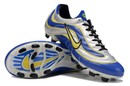 Chuteira Campo Nike Mercurial Vapor 1998 FG Prata, Azul e Amarelo "R9"