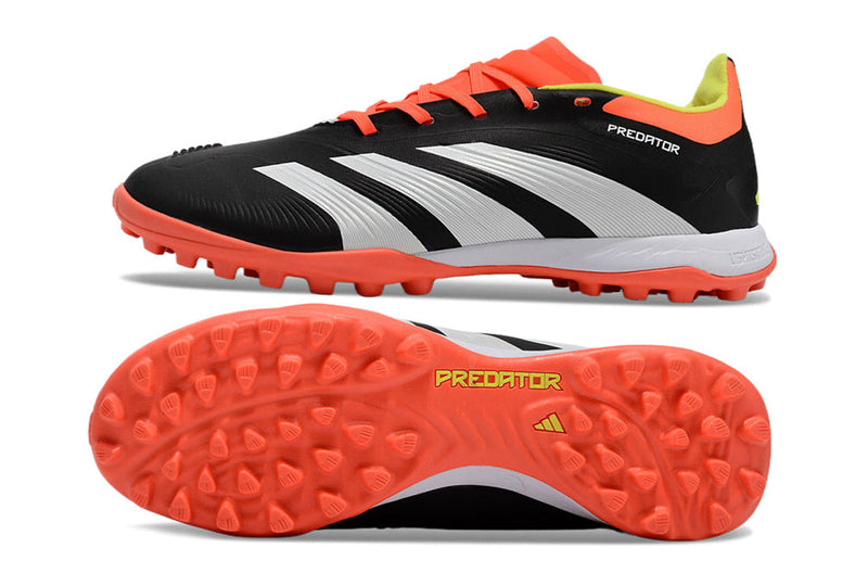 Chuteira Infantil Society Adidas Predator Elite TF Preta, Laranja e Branco "Solar Energy"