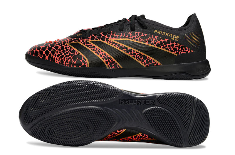 Chuteira Futsal Adidas Predator 24 Elite IC Preto, Vermelho e Dourado