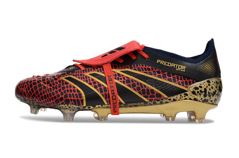 Chuteira Campo Adidas Predator FT 30 Elite FG Preta, Vermelha e Dourado