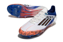 Chuteira Campo Adidas F50 FG Branca, Azul e Laranja