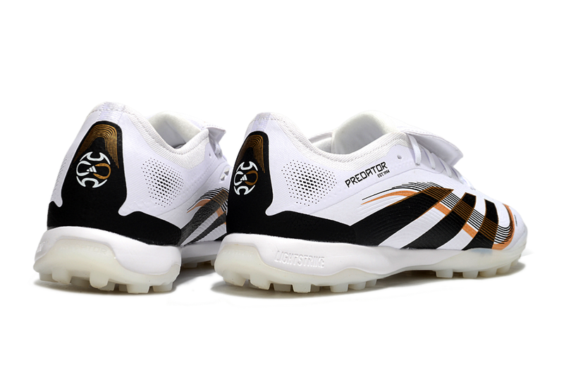 Chuteira Society Adidas Predator League Elite TF Branco, Preto e Dourado "TEAMGEIST"