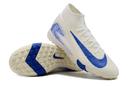Chuteira Infantil Society Nike Air Zoom Mercurial Superfly 10 Elite TF Branca e Azul "Blueprint Pack""