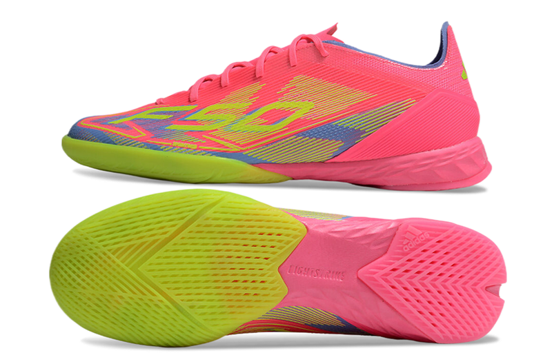 Chuteira Futsal Adidas F50 IC Rosa, Verde e Azul