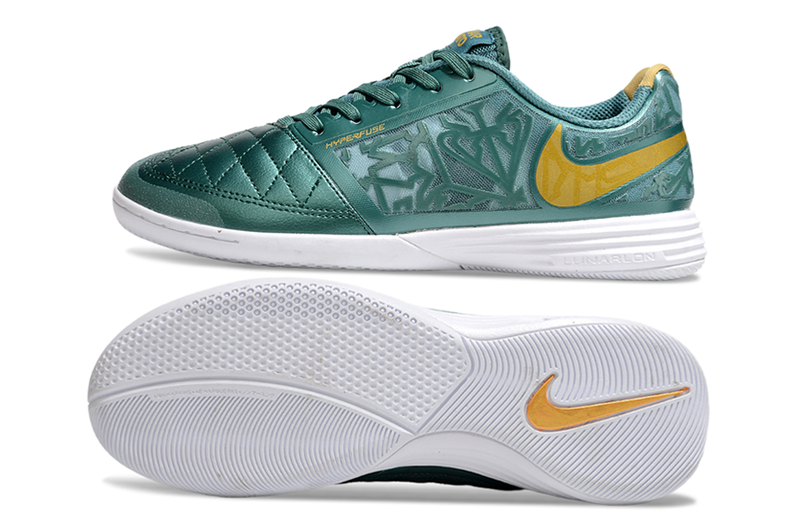 Chuteira Futsal Nike Lunar Gato II IC Verde e Dourado
