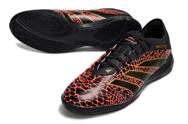 Chuteira Futsal Adidas Predator 24 Elite IC Preto, Vermelho e Dourado
