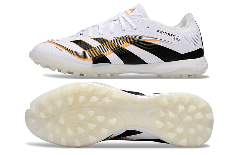 Chuteira Society Adidas Predator Elite TF Branco, Preto e Dourado "TEAMGEIST"