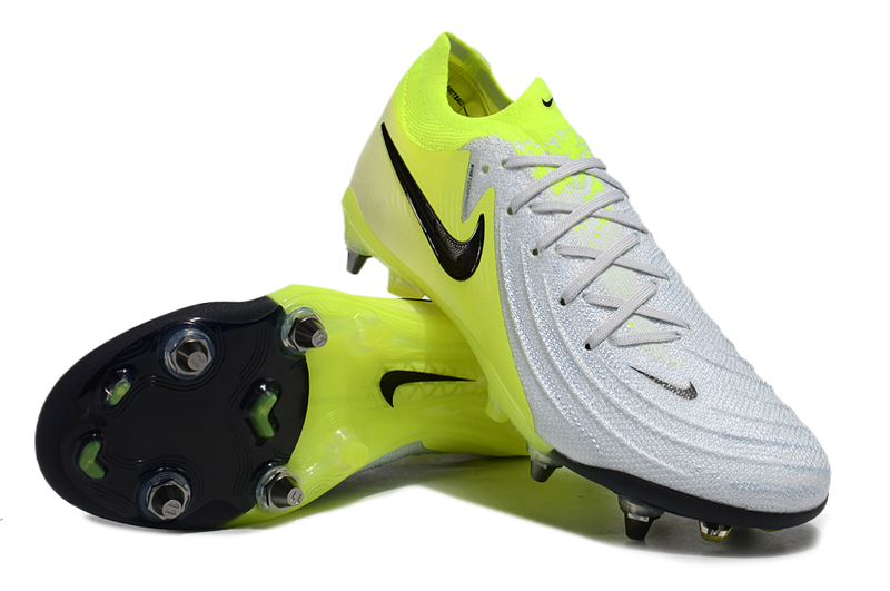 Chuteira Campo Nike Phantom GX 2 Elite Trava Mista Cinza e Verde