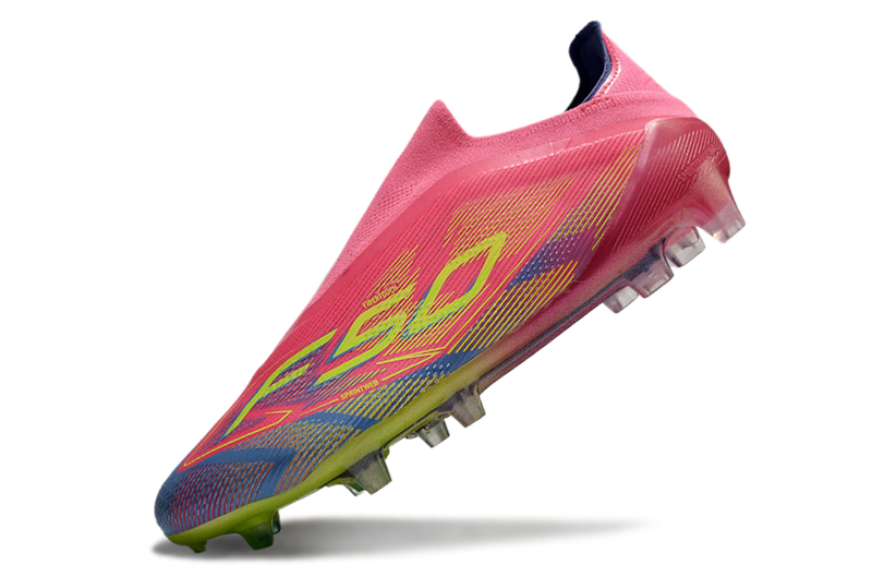 Chuteira Campo Adidas F50+ LL FG Rosa, Verde e Azul "Mystic Victory"