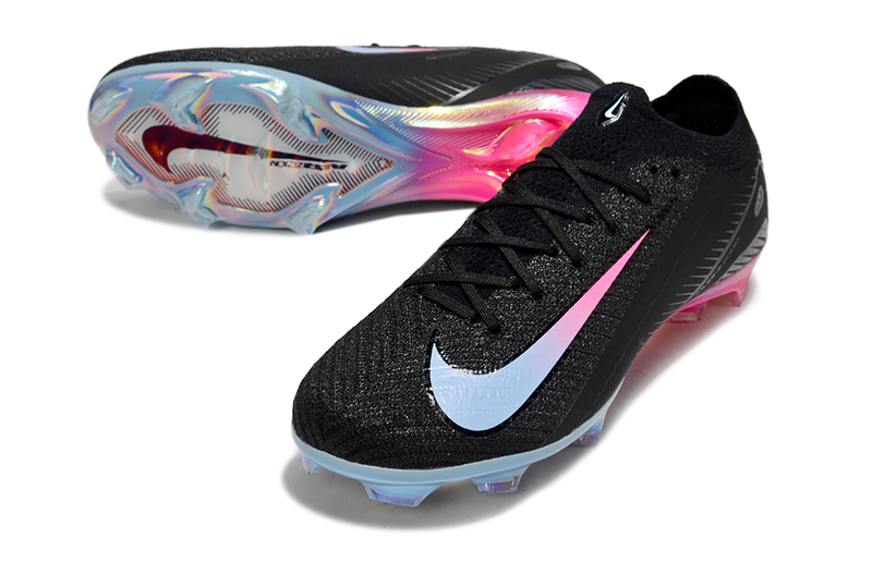 Chuteira Campo Nike Air Zoom Mercurial Vapor 16 Elite FG Preta, Rosa e Azul