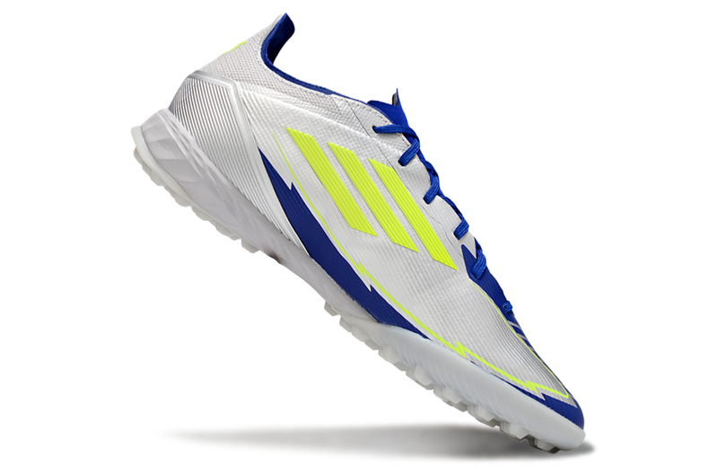 Chuteira Society Adidas F50 TF Prata, Azul e Verde