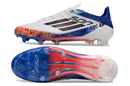 Chuteira Campo Adidas F50 FG Branca, Azul e Laranja