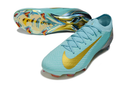 Chuteira Campo Nike Air Zoom Mercurial Vapor 16 Elite FG Azul e Dourado