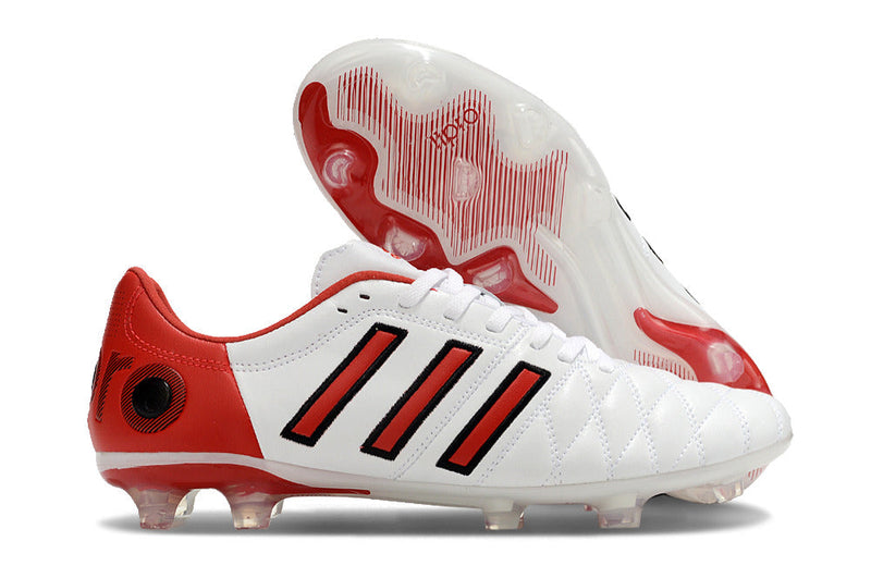 Chuteira Campo Adidas AdiPure 11 Pro FG Branca e Vermelha