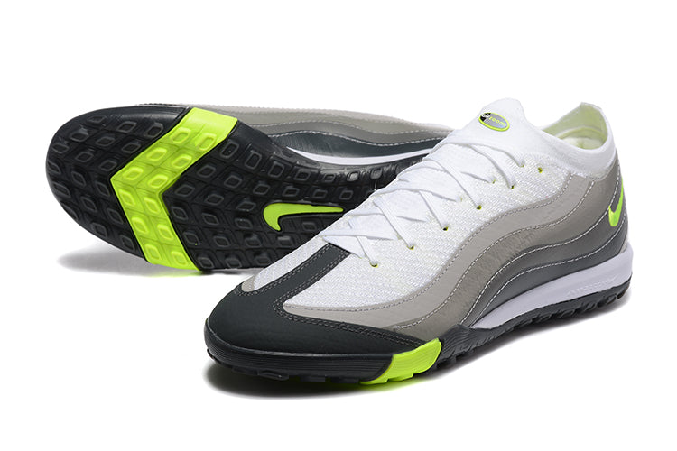 Chuteira Society Nike Air Zoom Mercurial Vapor 16 Elite TF Branca, Cinza e Verde