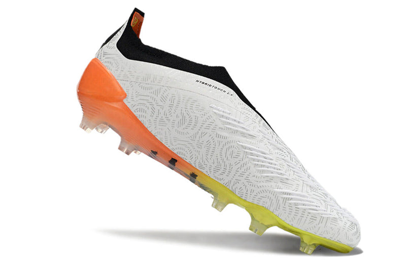 Chuteira Campo Adidas Predator LL Elite FG Branco, Laranja e Amarelo